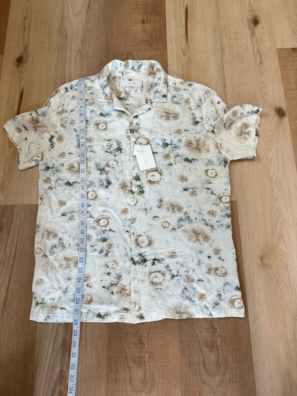 New Porter &Ash Linen Blend Floral Botton Down Shirt Men's L - Picture 5 of 14